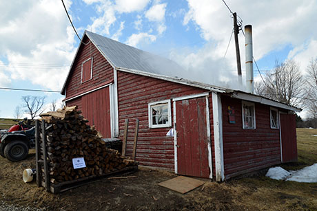 16 Soukup sugar shack and woodpile 460